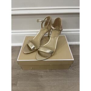 M. Michael Kors Simone Mid Sandals Heel SZ US 7 Ankle Strap Metalic Pale Gold
